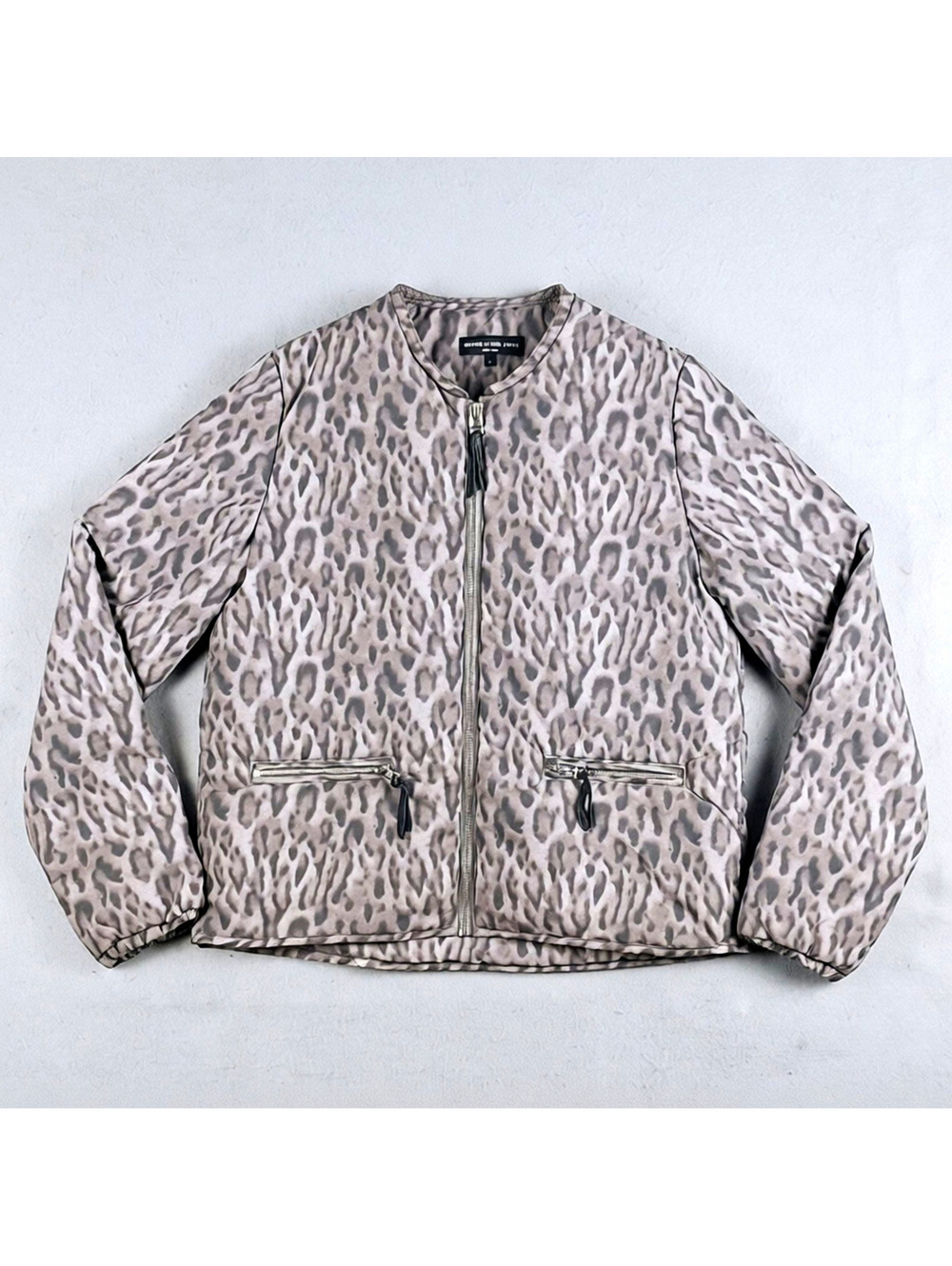 Generation Love NY Womens Leopard Print Quilted Padded Zip Jacket Small Gray
